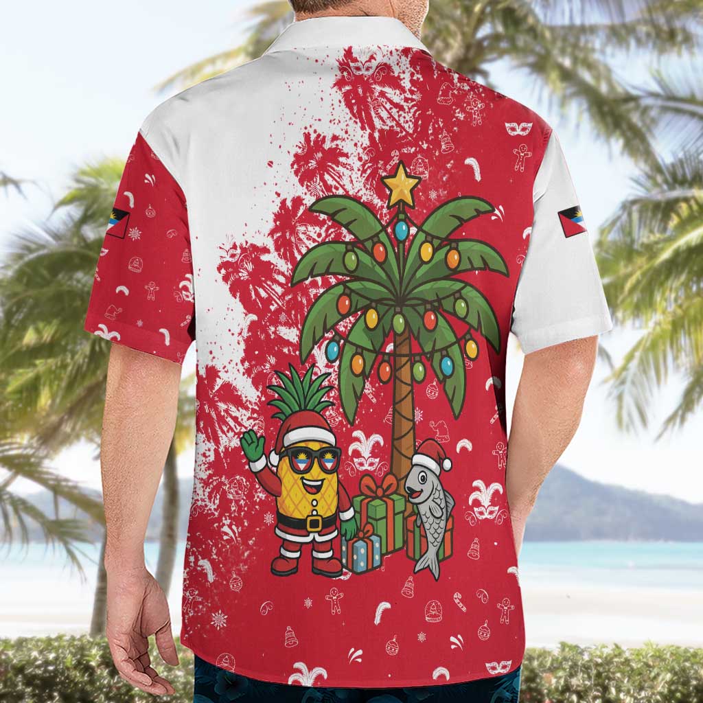 Antigua and Barbuda Christmas Hawaiian Shirt with Santa Pineapple Palm Tree Parrot and Gift Design - Wonder Print Shop