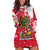 Antigua and Barbuda Christmas Hoodie Dress with Santa Pineapple Palm Tree Parrot and Gift Design - Wonder Print Shop