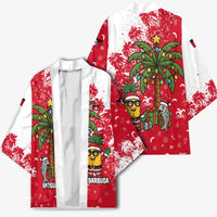Antigua and Barbuda Christmas Kimono with Santa Pineapple Palm Tree Parrot and Gift Design - Wonder Print Shop