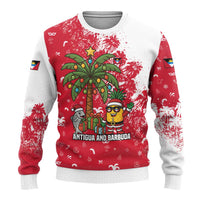 Antigua and Barbuda Christmas Ugly Christmas Sweater with Santa Pineapple Palm Tree Parrot and Gift Design - Wonder Print Shop