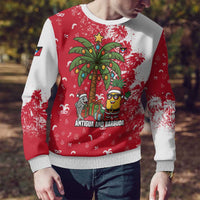 Antigua and Barbuda Christmas Ugly Christmas Sweater with Santa Pineapple Palm Tree Parrot and Gift Design - Wonder Print Shop