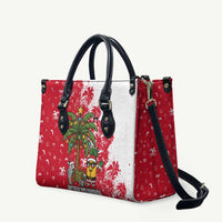 Antigua and Barbuda Christmas Leather Bag with Santa Pineapple Palm Tree Parrot and Gift Design - Wonder Print Shop