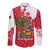 Antigua and Barbuda Christmas Long Sleeve Button Shirt with Santa Pineapple Palm Tree Parrot and Gift Design - Wonder Print Shop