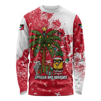 Antigua and Barbuda Christmas Long Sleeve Shirt with Santa Pineapple Palm Tree Parrot and Gift Design - Wonder Print Shop