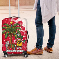 Antigua and Barbuda Christmas Luggage Cover with Santa Pineapple Palm Tree Parrot and Gift Design - Wonder Print Shop