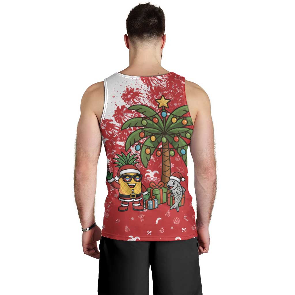 Antigua and Barbuda Christmas Men Tank Top with Santa Pineapple Palm Tree Parrot and Gift Design - Wonder Print Shop