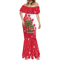 Antigua and Barbuda Christmas Mermaid Dress with Santa Pineapple Palm Tree Parrot and Gift Design - Wonder Print Shop