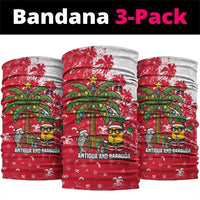 Antigua and Barbuda Christmas Neck Gaiter with Santa Pineapple Palm Tree Parrot and Gift Design - Wonder Print Shop