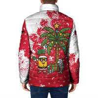 Antigua and Barbuda Christmas Padded Jacket with Santa Pineapple Palm Tree Parrot and Gift Design - Wonder Print Shop
