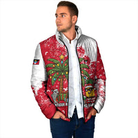 Antigua and Barbuda Christmas Padded Jacket with Santa Pineapple Palm Tree Parrot and Gift Design - Wonder Print Shop
