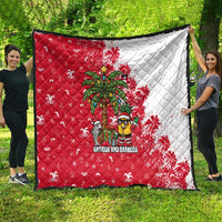Antigua and Barbuda Christmas Quilt with Santa Pineapple Palm Tree Parrot and Gift Design - Wonder Print Shop