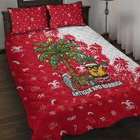 Antigua and Barbuda Christmas Quilt Bed Set with Santa Pineapple Palm Tree Parrot and Gift Design - Wonder Print Shop