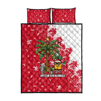 Antigua and Barbuda Christmas Quilt Bed Set with Santa Pineapple Palm Tree Parrot and Gift Design - Wonder Print Shop