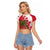 Antigua and Barbuda Christmas Raglan Cropped T Shirt with Santa Pineapple Palm Tree Parrot and Gift Design - Wonder Print Shop