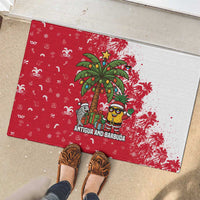 Antigua and Barbuda Christmas Rubber Doormat with Santa Pineapple Palm Tree Parrot and Gift Design - Wonder Print Shop