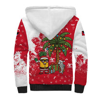 Antigua and Barbuda Christmas Sherpa Hoodie with Santa Pineapple Palm Tree Parrot and Gift Design - Wonder Print Shop