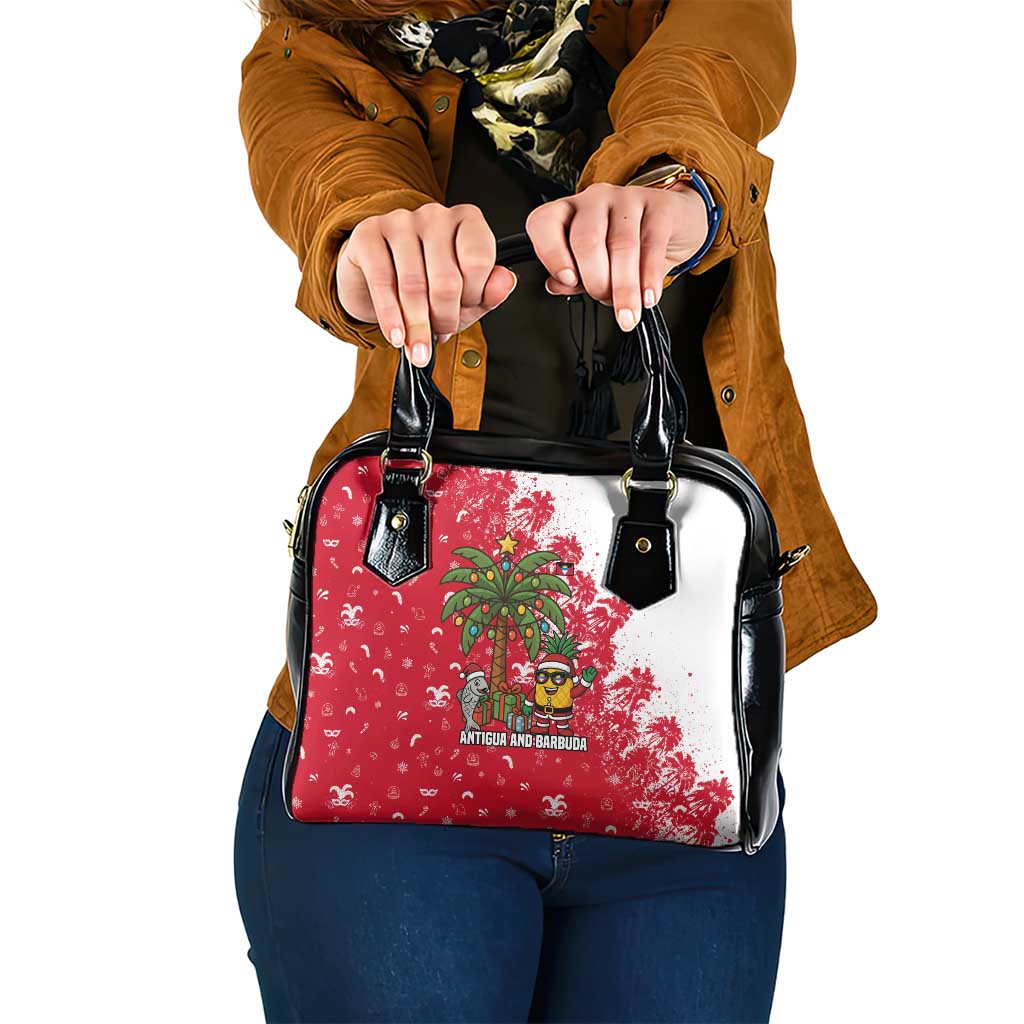 Antigua and Barbuda Christmas Shoulder Handbag with Santa Pineapple Palm Tree Parrot and Gift Design - Wonder Print Shop