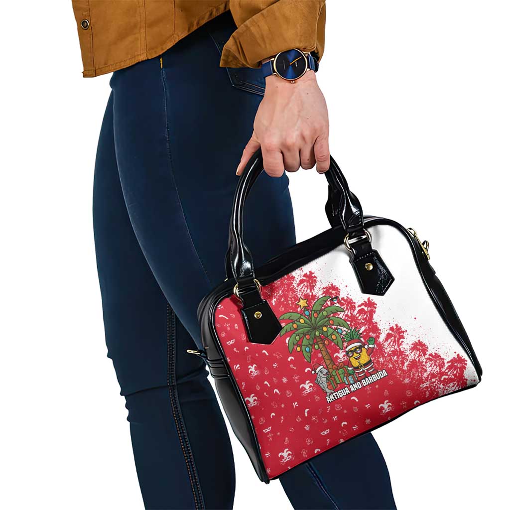 Antigua and Barbuda Christmas Shoulder Handbag with Santa Pineapple Palm Tree Parrot and Gift Design - Wonder Print Shop