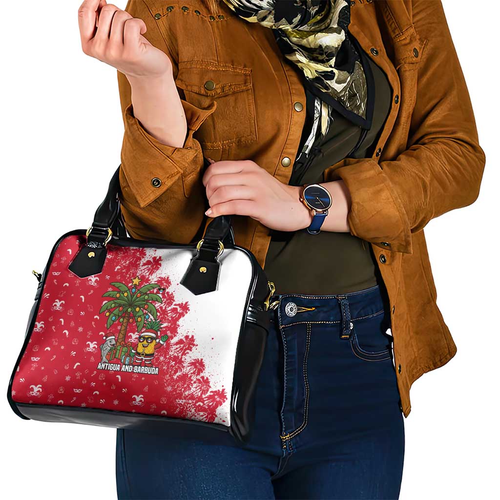 Antigua and Barbuda Christmas Shoulder Handbag with Santa Pineapple Palm Tree Parrot and Gift Design - Wonder Print Shop