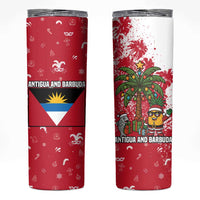 Antigua and Barbuda Christmas Skinny Tumbler with Santa Pineapple Palm Tree Parrot and Gift Design - Wonder Print Shop