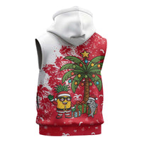 Antigua and Barbuda Christmas Sleeveless Zip Hoodie with Santa Pineapple Palm Tree Parrot and Gift Design - Wonder Print Shop