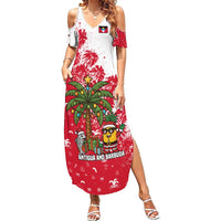 Antigua and Barbuda Christmas Summer Maxi Dress with Santa Pineapple Palm Tree Parrot and Gift Design - Wonder Print Shop