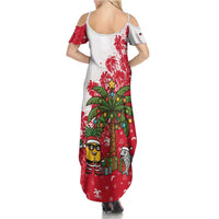 Antigua and Barbuda Christmas Summer Maxi Dress with Santa Pineapple Palm Tree Parrot and Gift Design - Wonder Print Shop