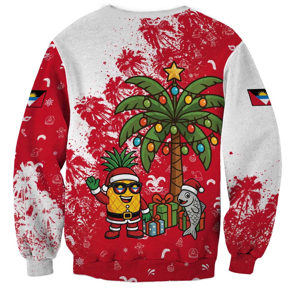 Antigua and Barbuda Christmas Sweatshirt with Santa Pineapple Palm Tree Parrot and Gift Design - Wonder Print Shop