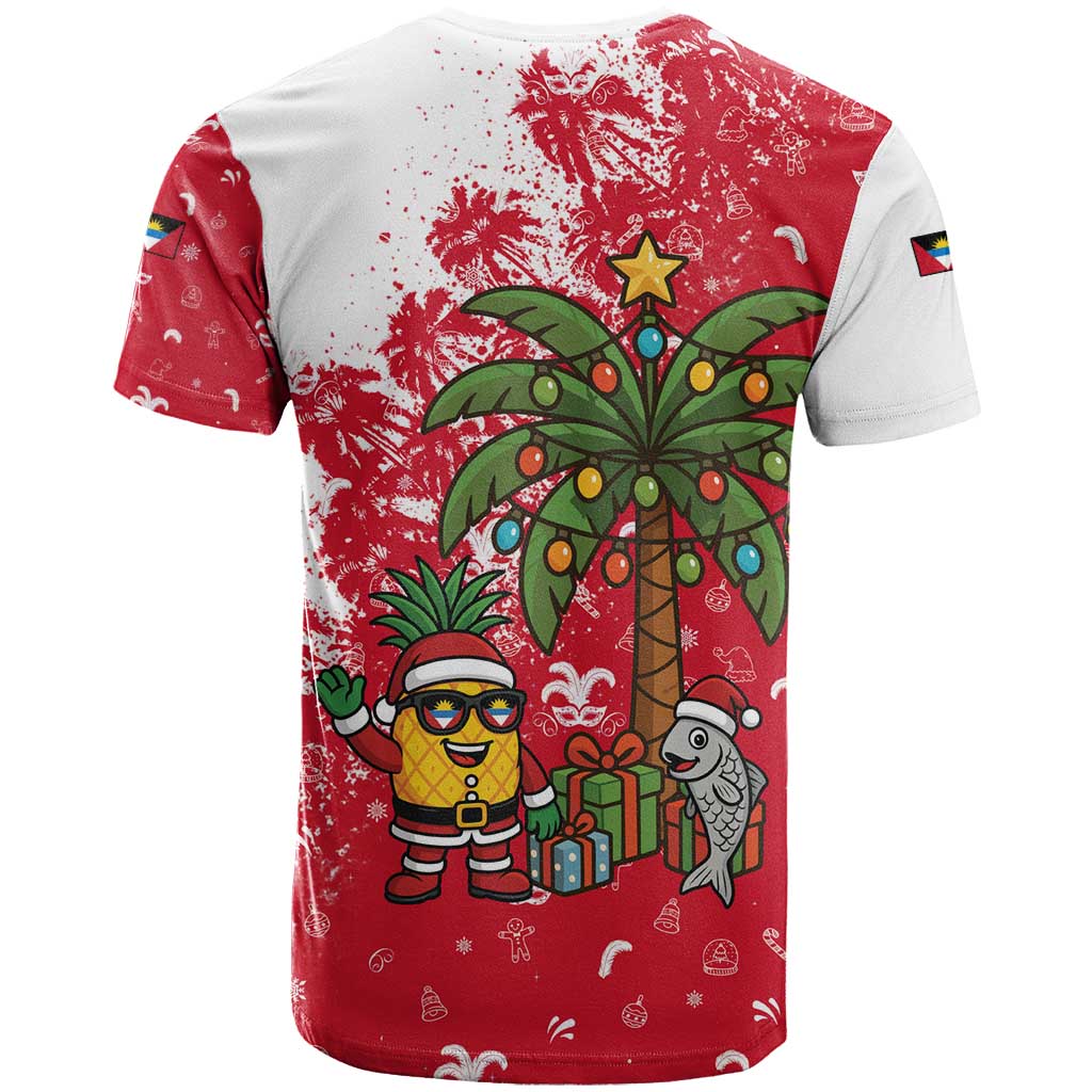 Antigua and Barbuda Christmas T Shirt with Santa Pineapple Palm Tree Parrot and Gift Design - Wonder Print Shop