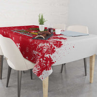 Antigua and Barbuda Christmas Tablecloth with Santa Pineapple Palm Tree Parrot and Gift Design - Wonder Print Shop
