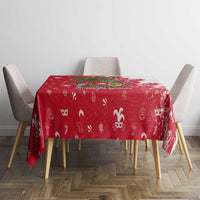 Antigua and Barbuda Christmas Tablecloth with Santa Pineapple Palm Tree Parrot and Gift Design - Wonder Print Shop