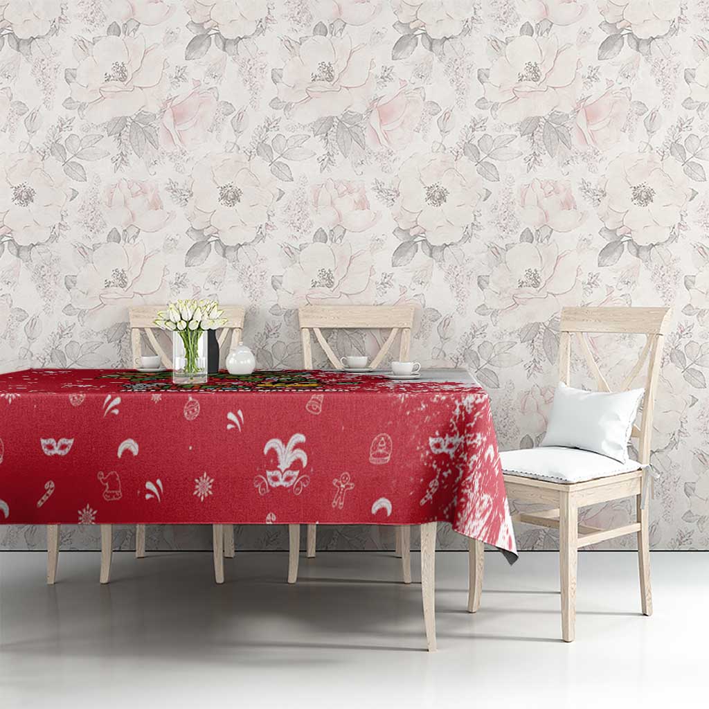 Antigua and Barbuda Christmas Tablecloth with Santa Pineapple Palm Tree Parrot and Gift Design - Wonder Print Shop