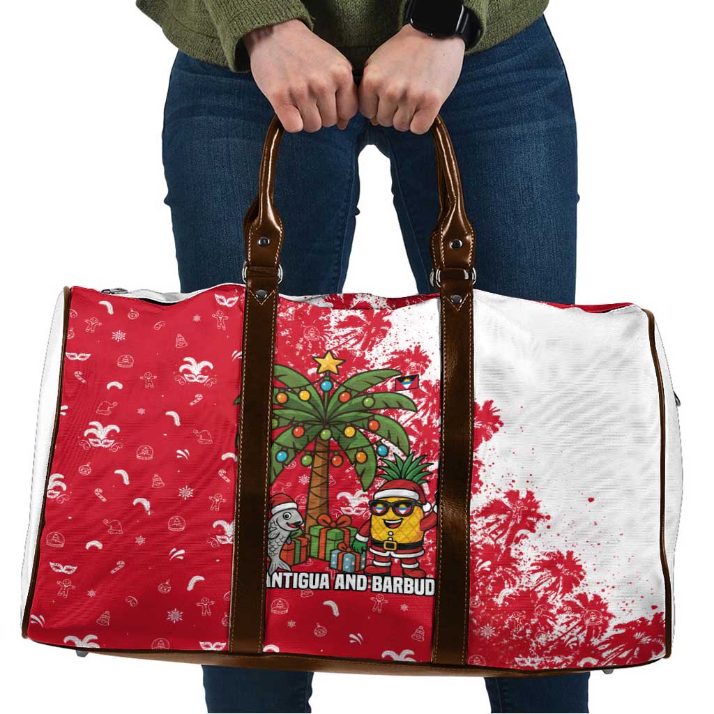 Antigua and Barbuda Christmas Travel Bag with Santa Pineapple Palm Tree Parrot and Gift Design - Wonder Print Shop