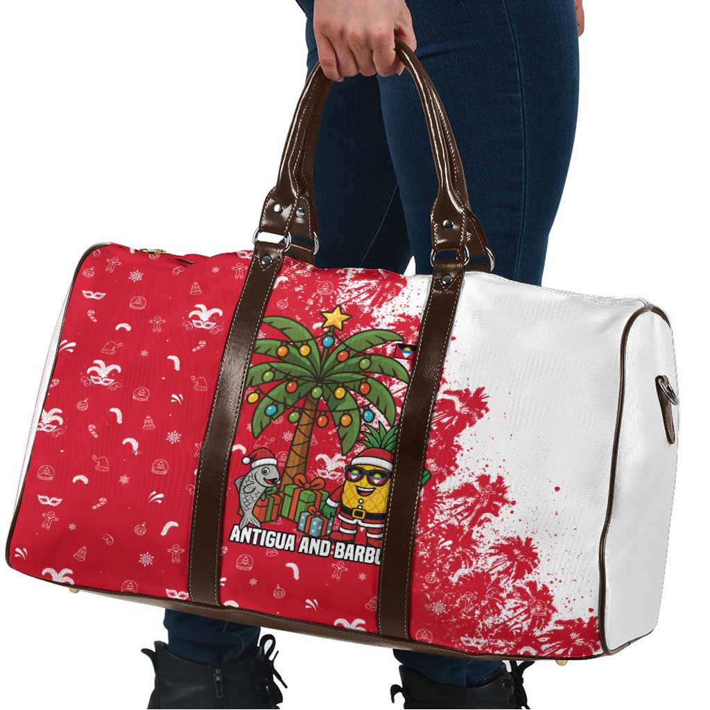 Antigua and Barbuda Christmas Travel Bag with Santa Pineapple Palm Tree Parrot and Gift Design - Wonder Print Shop