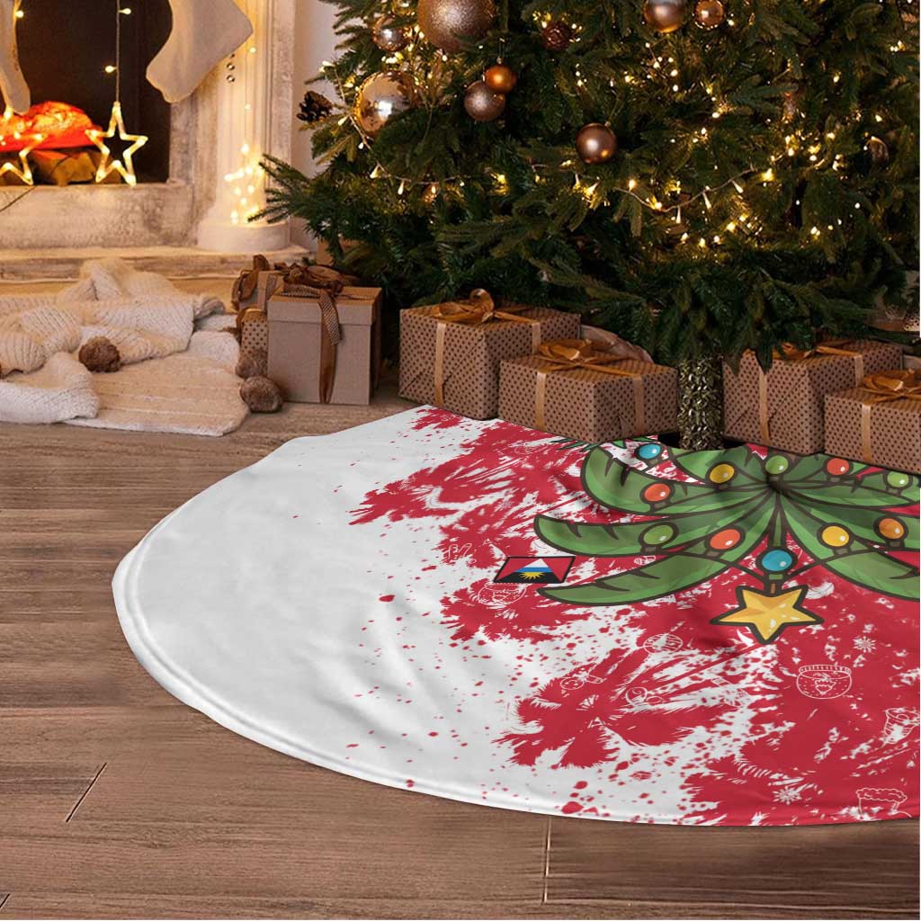 Antigua and Barbuda Christmas Tree Skirt with Santa Pineapple Palm Tree Parrot and Gift Design - Wonder Print Shop