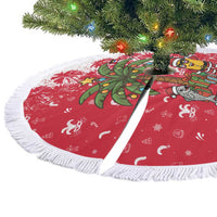 Antigua and Barbuda Christmas Tree Skirt with Santa Pineapple Palm Tree Parrot and Gift Design - Wonder Print Shop