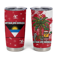 Antigua and Barbuda Christmas Tumbler Cup with Santa Pineapple Palm Tree Parrot and Gift Design - Wonder Print Shop