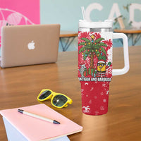 Antigua and Barbuda Christmas Tumbler With Handle with Santa Pineapple Palm Tree Parrot and Gift Design - Wonder Print Shop