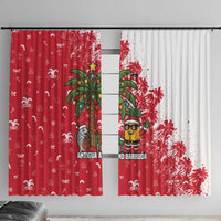 Antigua and Barbuda Christmas Window Curtain with Santa Pineapple Palm Tree Parrot and Gift Design - Wonder Print Shop