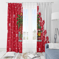 Antigua and Barbuda Christmas Window Curtain with Santa Pineapple Palm Tree Parrot and Gift Design - Wonder Print Shop