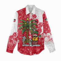 Antigua and Barbuda Christmas Women Casual Shirt with Santa Pineapple Palm Tree Parrot and Gift Design - Wonder Print Shop