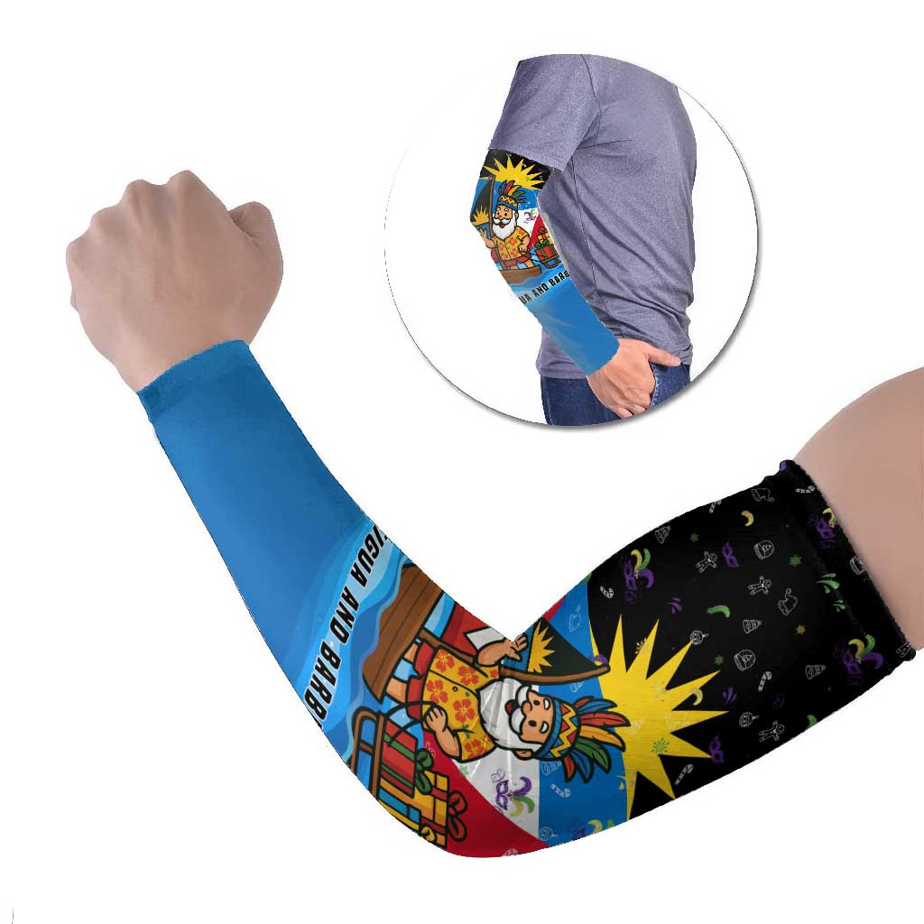 Antigua and Barbuda Christmas Arm Sleeves with Santa Sailboat Island Flag and Tropical Gift Design - Wonder Print Shop