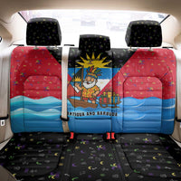 Antigua and Barbuda Christmas Back Car Seat Cover with Santa Sailboat Island Flag and Tropical Gift Design - Wonder Print Shop