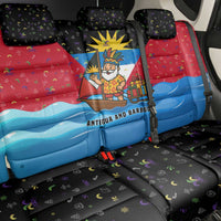 Antigua and Barbuda Christmas Back Car Seat Cover with Santa Sailboat Island Flag and Tropical Gift Design - Wonder Print Shop