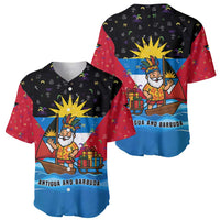 Antigua and Barbuda Christmas Baseball Jersey with Santa Sailboat Island Flag and Tropical Gift Design - Wonder Print Shop