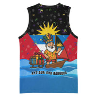 Antigua and Barbuda Christmas Basketball Jersey with Santa Sailboat Island Flag and Tropical Gift Design - Wonder Print Shop