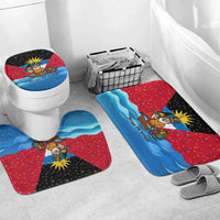 Antigua and Barbuda Christmas Bathroom Set with Santa Sailboat Island Flag and Tropical Gift Design - Wonder Print Shop