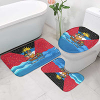 Antigua and Barbuda Christmas Bathroom Set with Santa Sailboat Island Flag and Tropical Gift Design - Wonder Print Shop