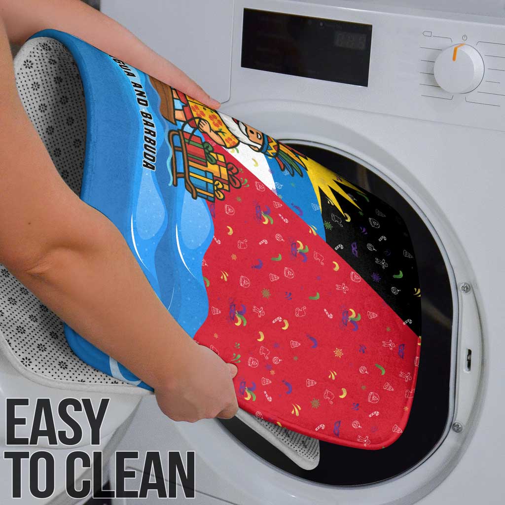 Antigua and Barbuda Christmas Bathroom Set with Santa Sailboat Island Flag and Tropical Gift Design - Wonder Print Shop