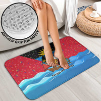 Antigua and Barbuda Christmas Bathroom Set with Santa Sailboat Island Flag and Tropical Gift Design - Wonder Print Shop